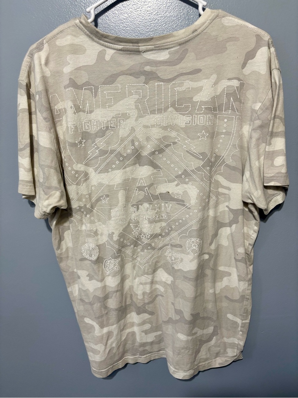 American Fighter Beige Camouflage Graphic Short Sleeve Tee
